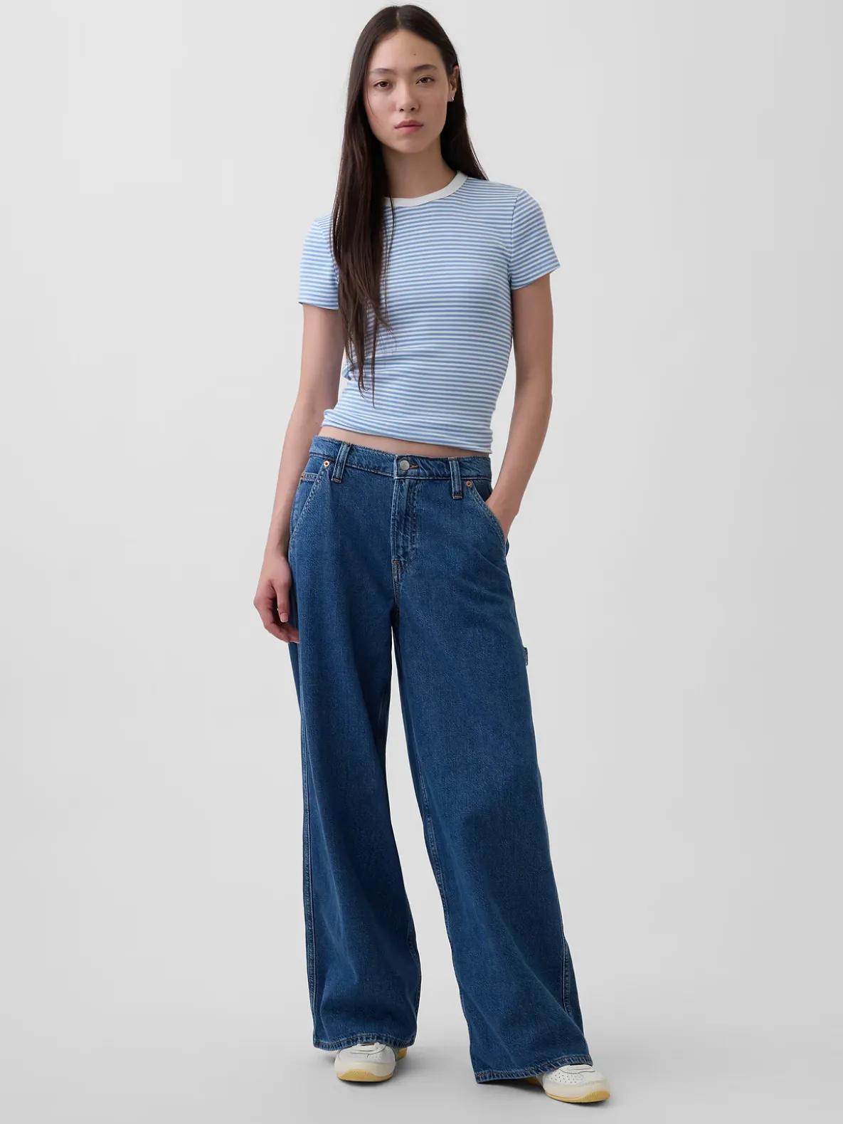 Mid Rise UltraSoft Denim Baggy Trousers