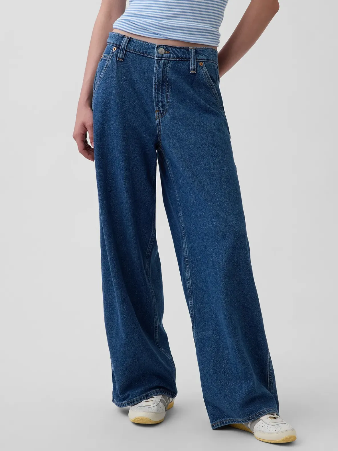 Mid Rise UltraSoft Denim Baggy Trousers