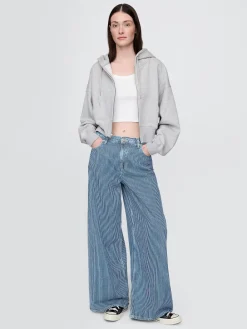 Mid Rise UltraSoft Denim Stripe Baggy Jeans