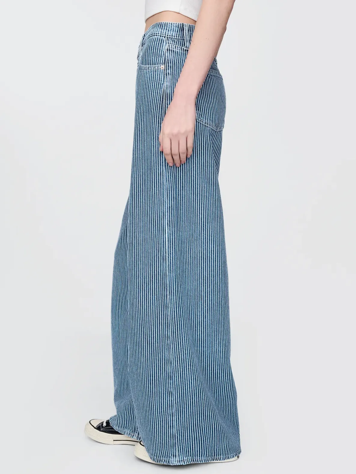 Mid Rise UltraSoft Denim Stripe Baggy Jeans