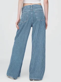 Mid Rise UltraSoft Denim Stripe Baggy Jeans