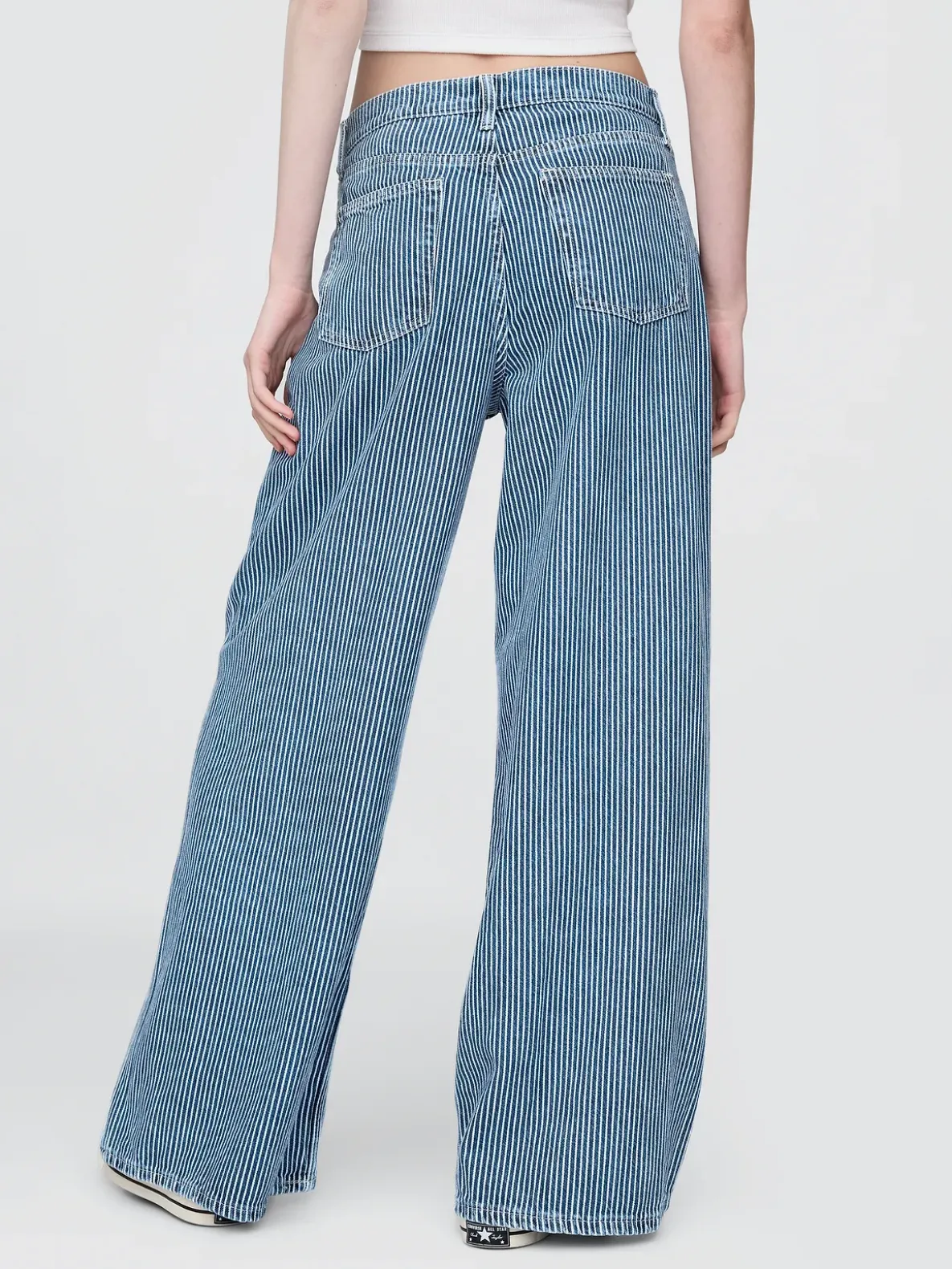 Mid Rise UltraSoft Denim Stripe Baggy Jeans