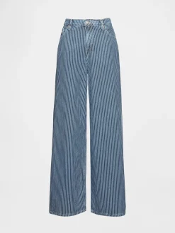 Mid Rise UltraSoft Denim Stripe Baggy Jeans