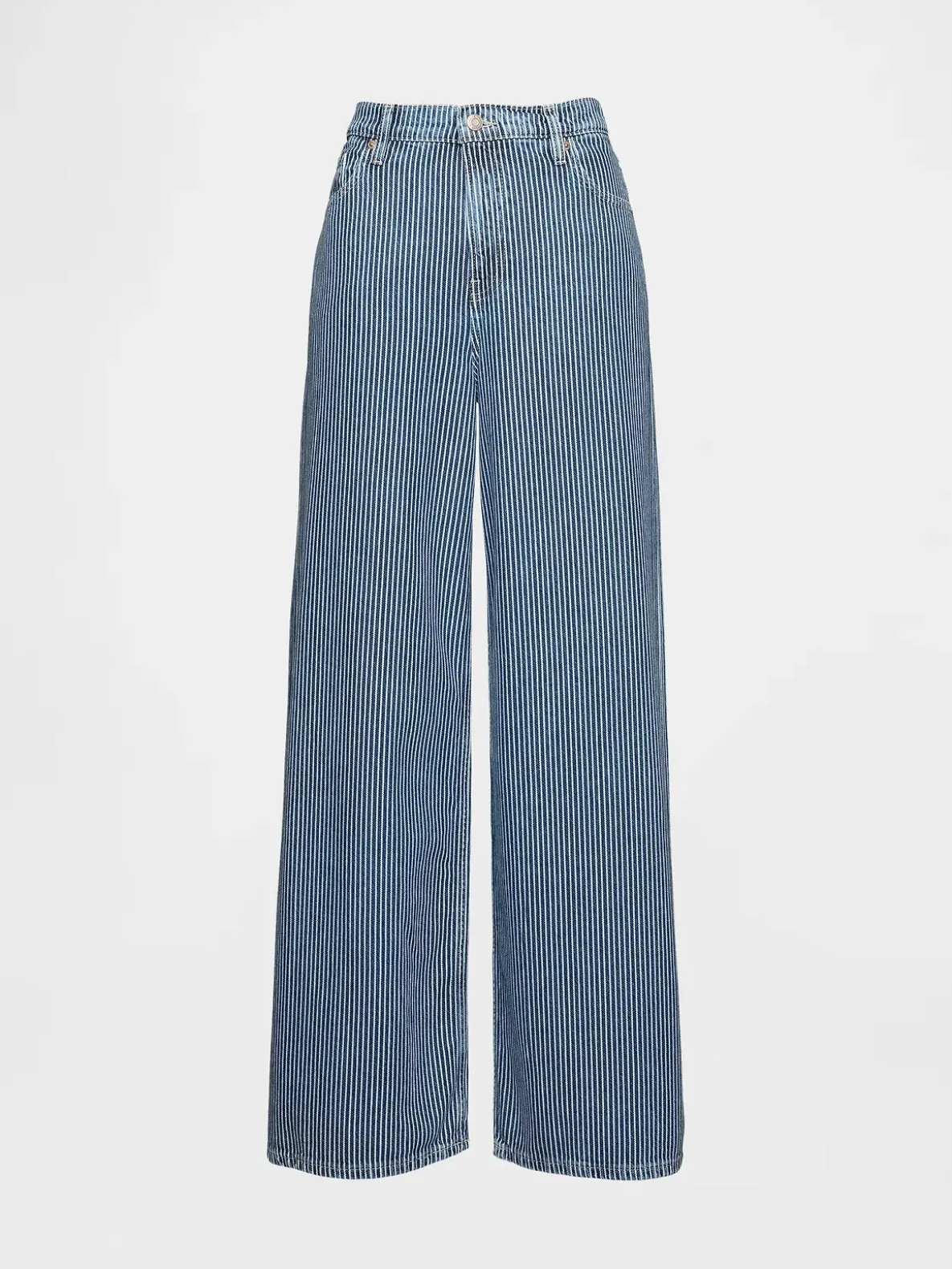 Mid Rise UltraSoft Denim Stripe Baggy Jeans