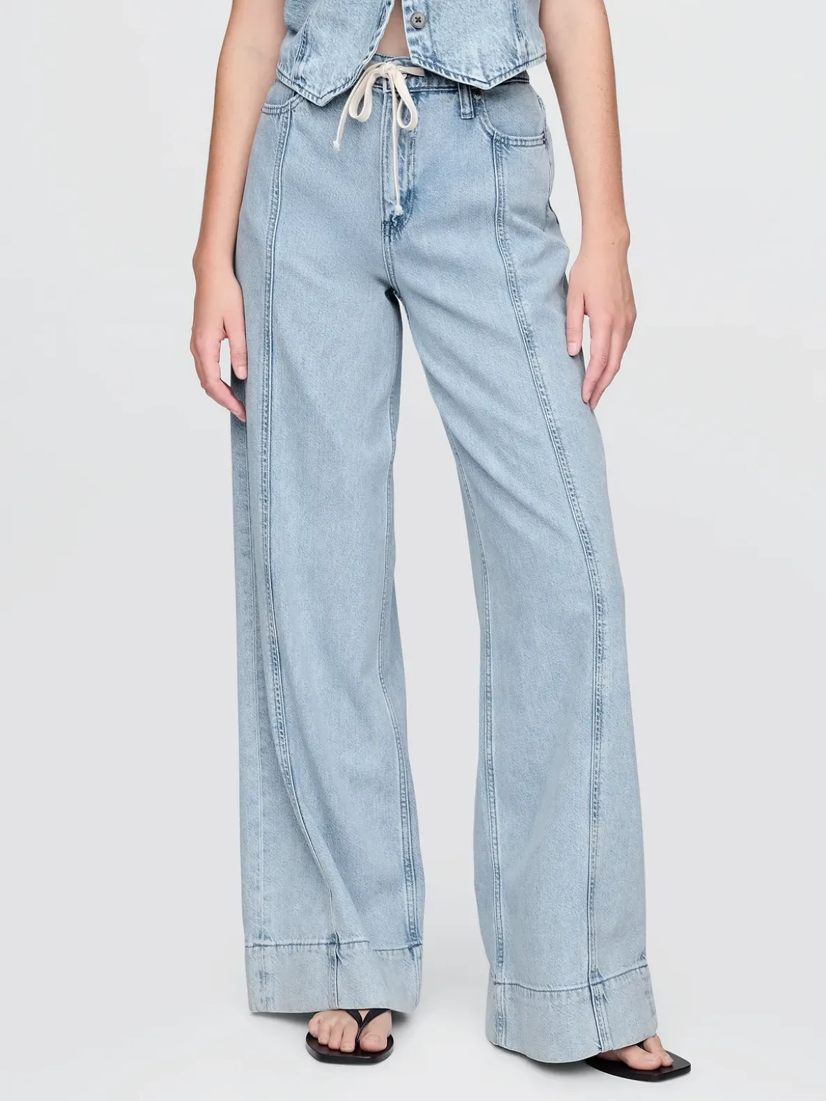 Mid Rise UltraSoft Denim Baggy Trousers