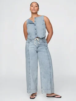Mid Rise UltraSoft Denim Baggy Trousers