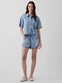 Mid Rise UltraSoft Denim Easy Dolphin Shorts