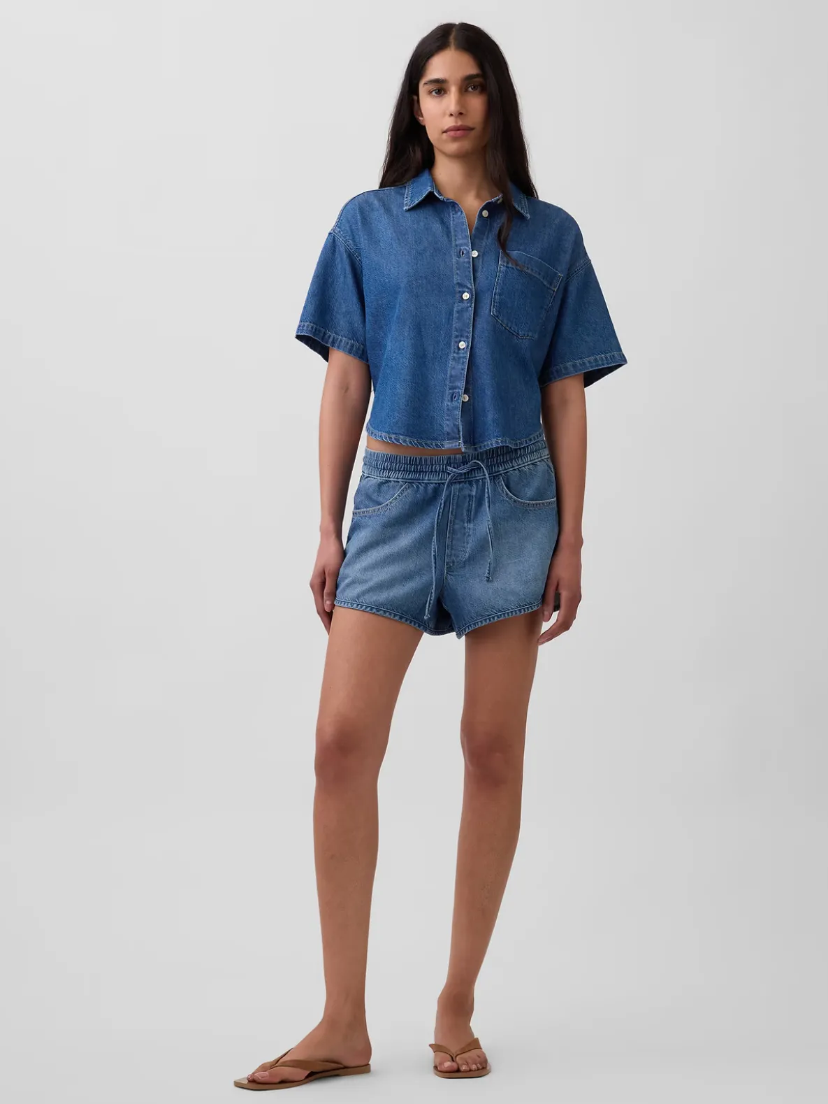 Mid Rise UltraSoft Denim Easy Dolphin Shorts