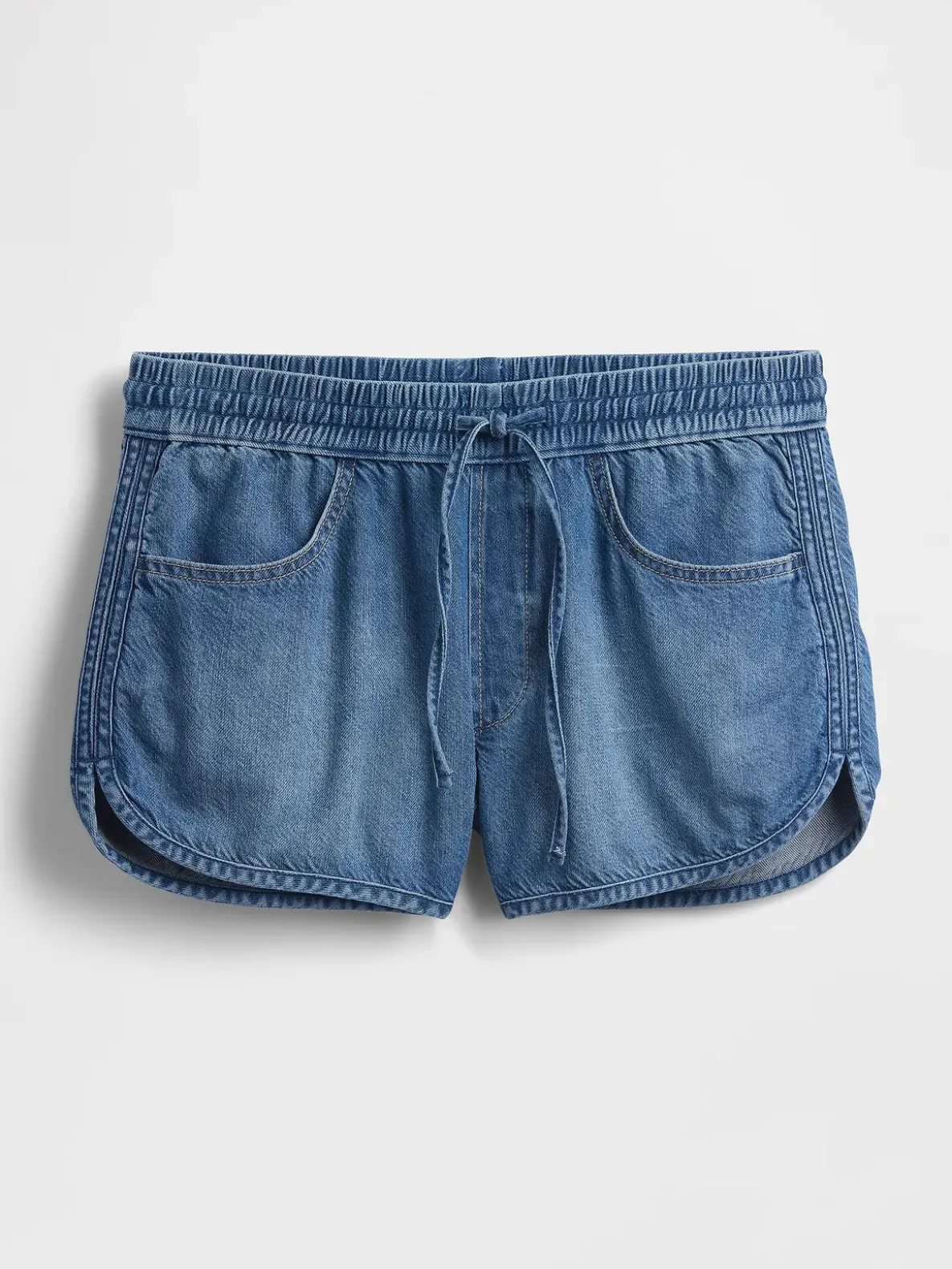 Mid Rise UltraSoft Denim Easy Dolphin Shorts