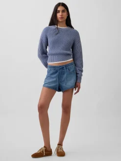 Mid Rise UltraSoft Denim Easy Dolphin Shorts