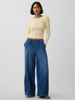 Mid Rise UltraSoft Easy Seamed Baggy Jeans