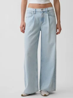 Mid Rise UltraSoft Pleated Baggy Jeans