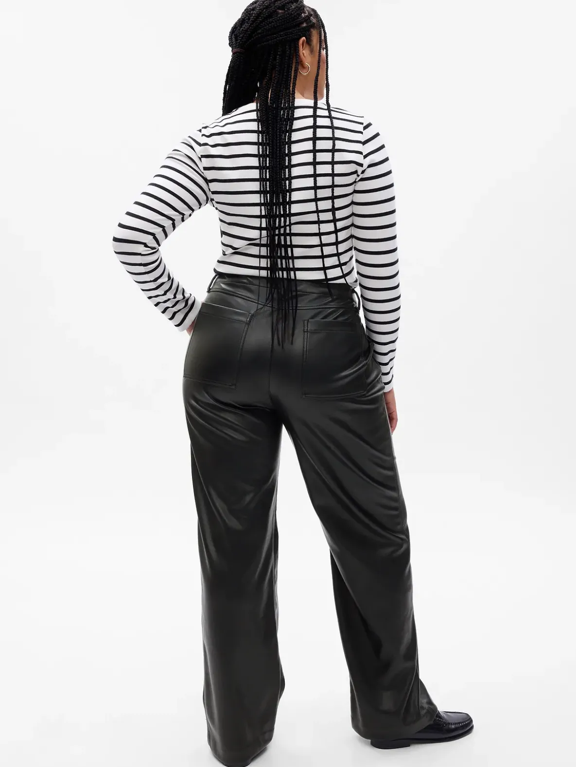 Mid Rise Vegan Leather Loose Pants