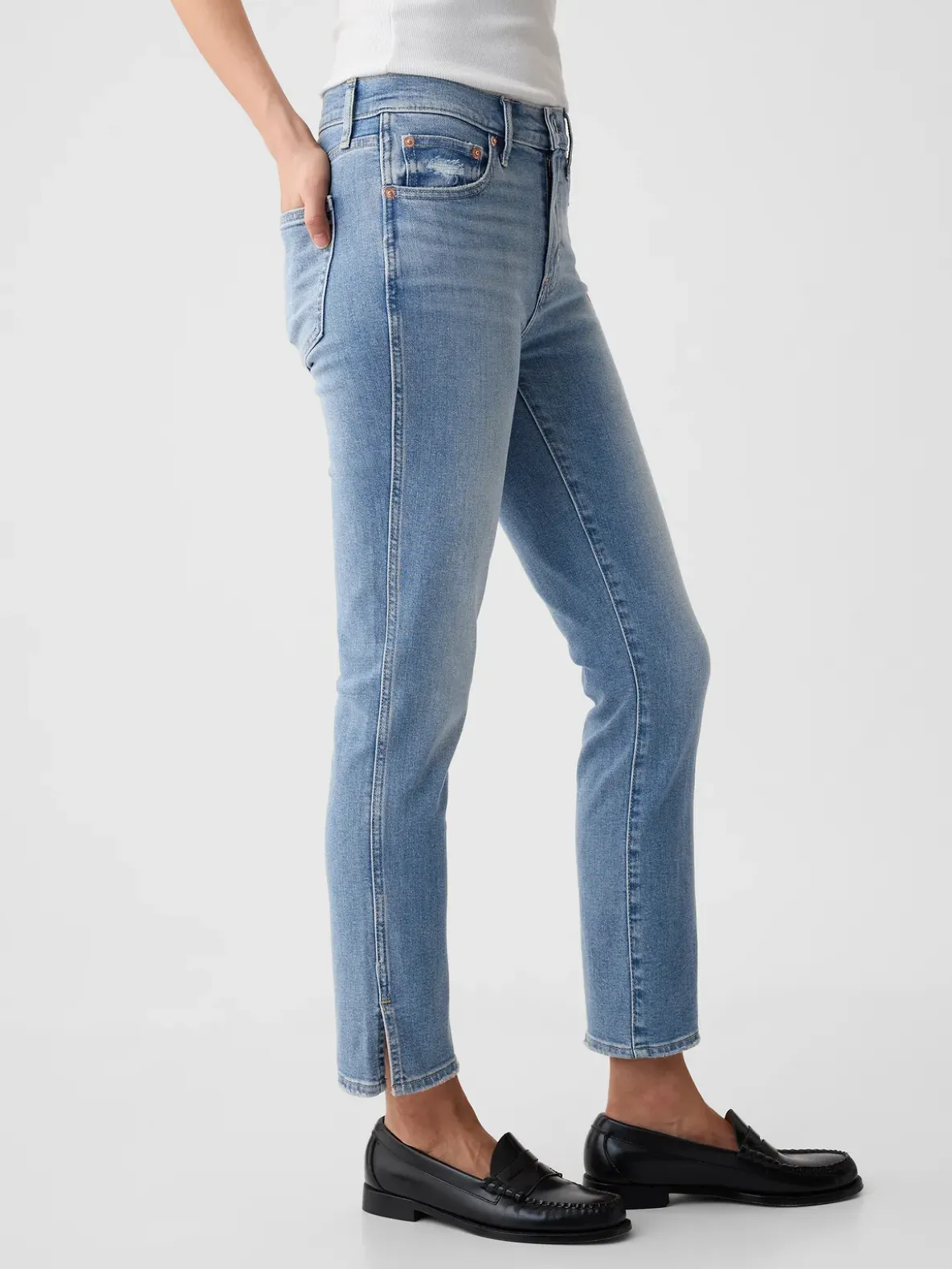 Mid Rise Vintage Slim Split-Hem Jeans