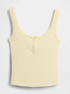 Mini Rib Lace Henley PJ Tank Top