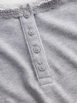 Mini Rib Lace Henley PJ Tank Top