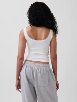 Mini Rib Lace Henley PJ Tank Top