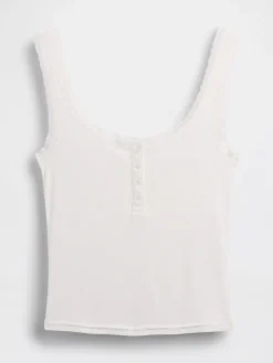 Mini Rib Lace Henley PJ Tank Top