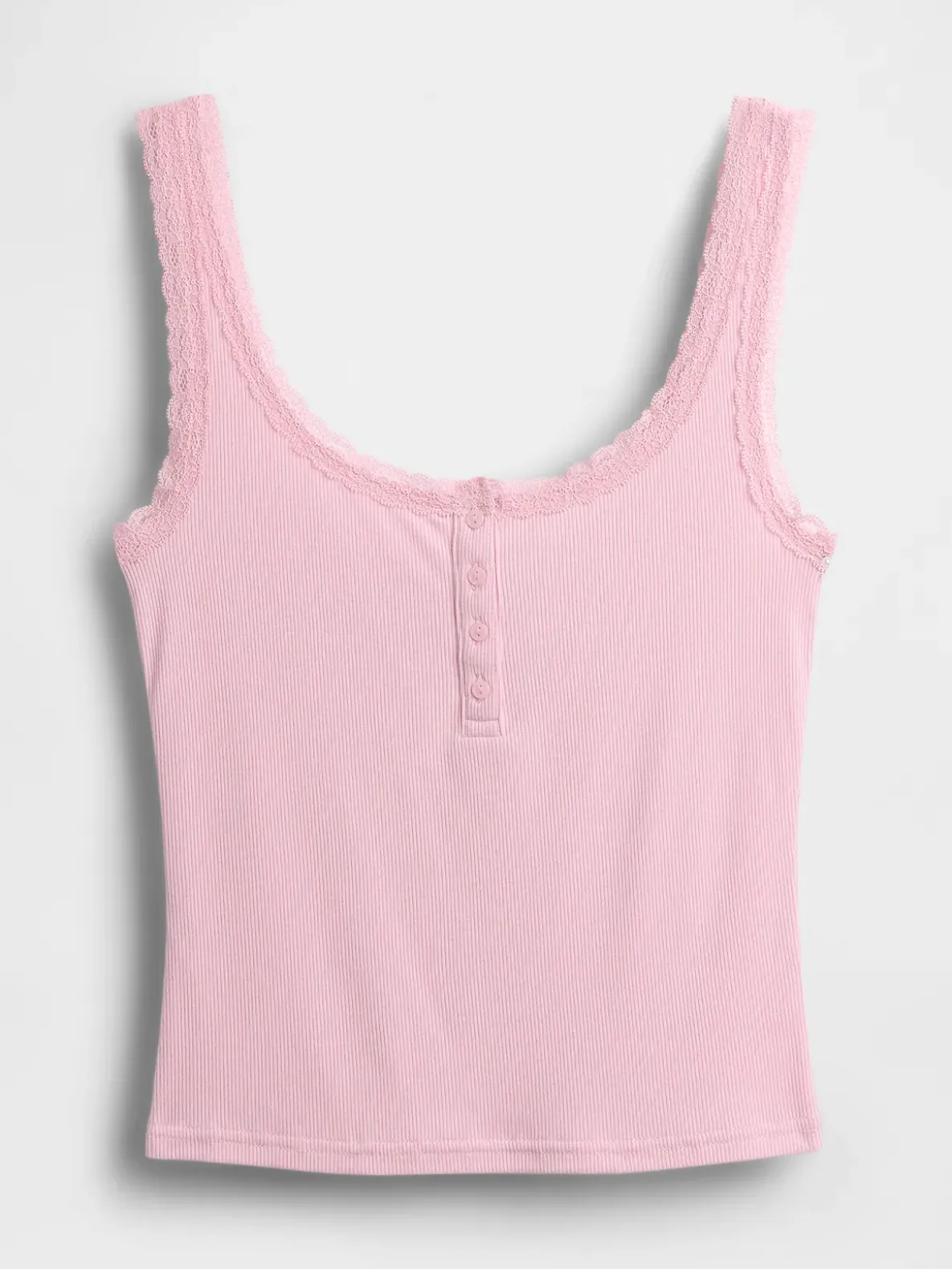 Mini Rib Lace Henley PJ Tank Top
