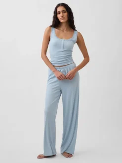 Mini Rib Lace Henley PJ Tank Top