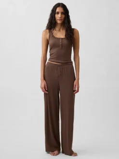 Mini Rib Lace Henley PJ Tank Top