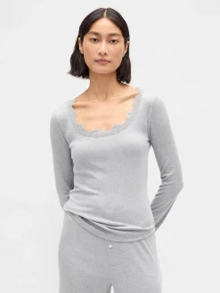 Mini Rib Lace-Trim PJ Top