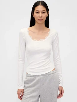 Mini Rib Lace-Trim PJ Top