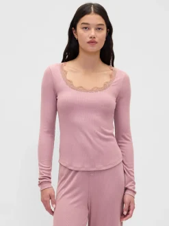 Mini Rib Lace-Trim PJ Top