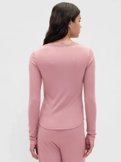 Mini Rib Lace-Trim PJ Top