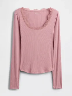 Mini Rib Lace-Trim PJ Top
