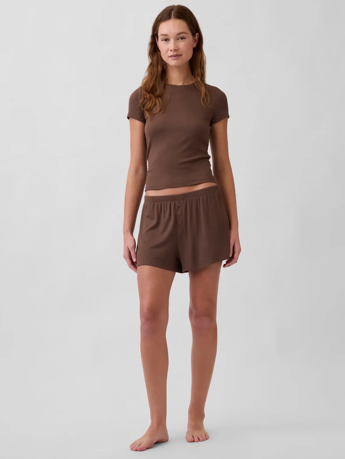 Mini Rib Relaxed PJ Shorts