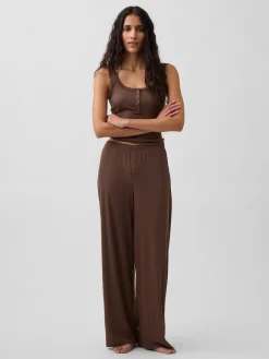 Mini Rib Wide-Leg PJ Pants