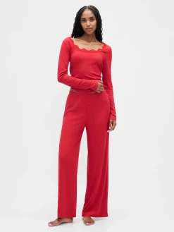 Mini Rib Wide-Leg PJ Pants