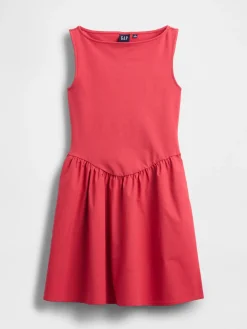 Mixed Media Drop-Waist Mini Dress