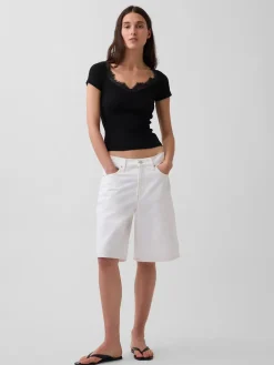 Modern Lace-Trim Crop Top
