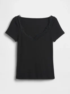 Modern Lace-Trim Crop Top