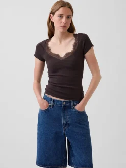 Modern Lace-Trim Crop Top
