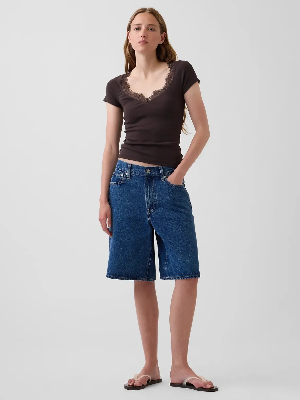 Modern Lace-Trim Crop Top