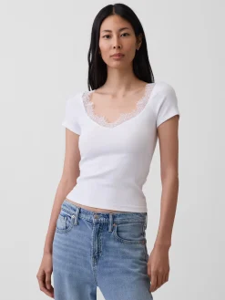 Modern Lace-Trim Crop Top