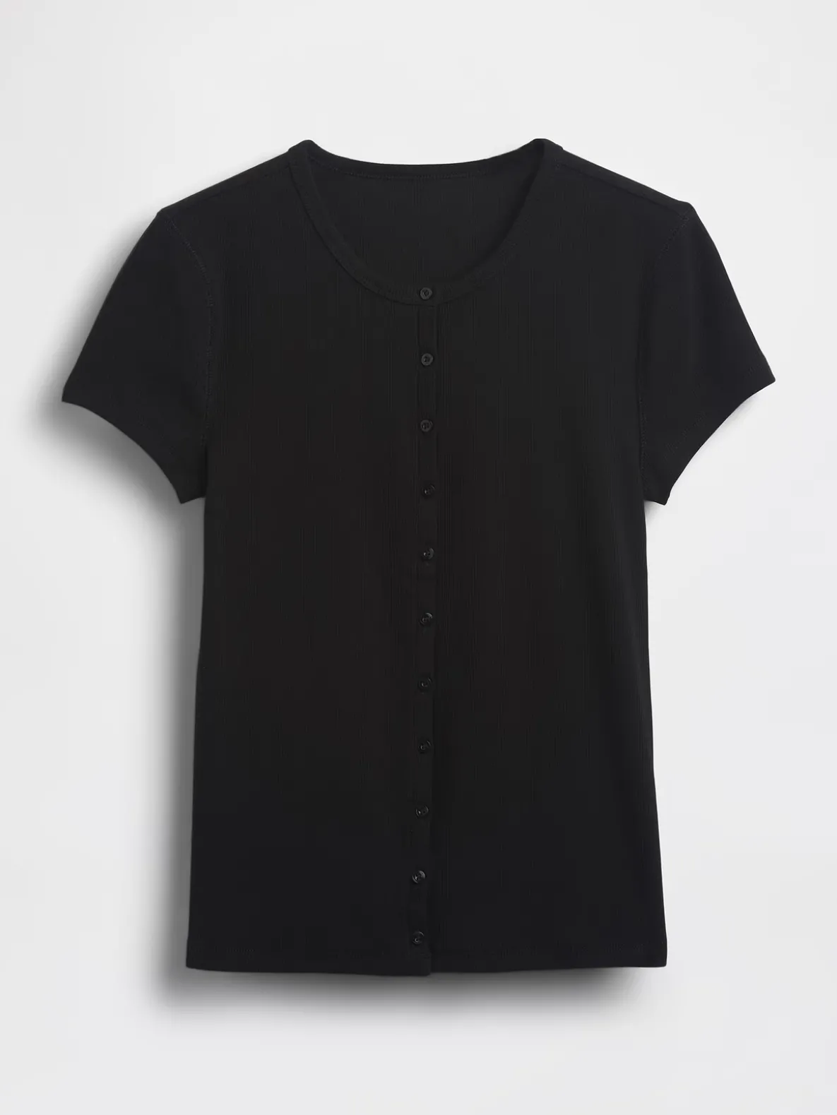 Modern Rib Button-Front Crew T-Shirt