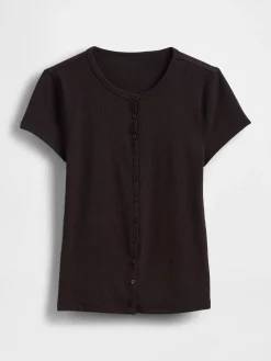 Modern Rib Button-Front Crew T-Shirt