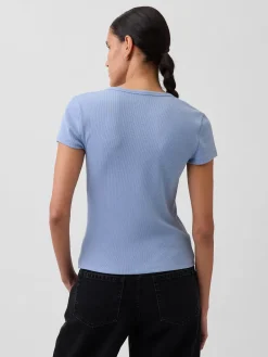Modern Rib Button-Front Crew T-Shirt