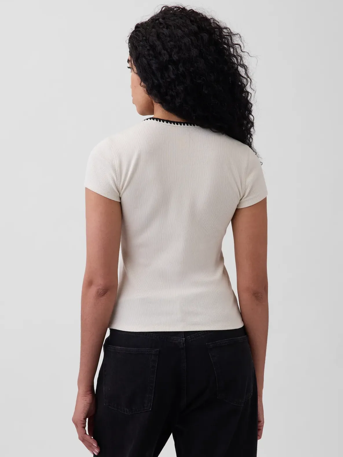 Modern Rib Button-Front Crew T-Shirt