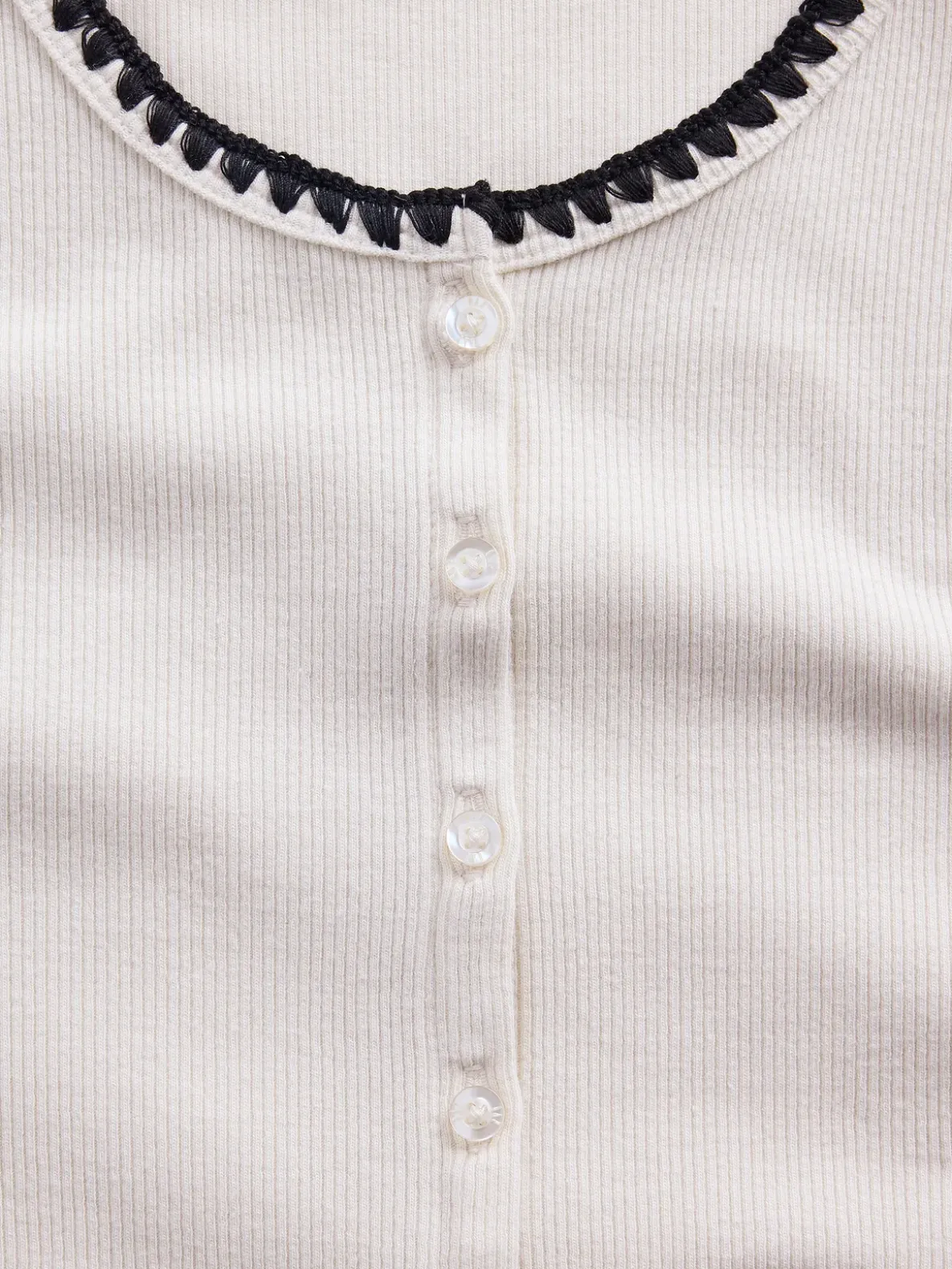 Modern Rib Button-Front Crew T-Shirt