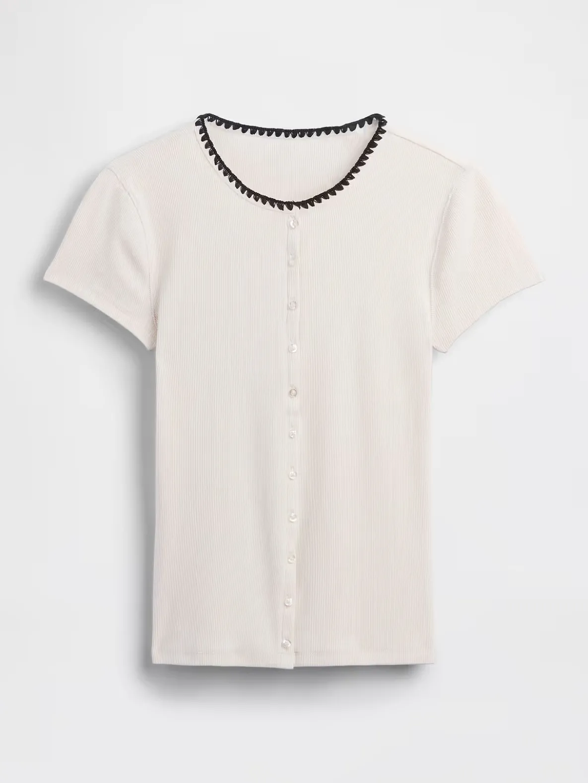 Modern Rib Button-Front Crew T-Shirt