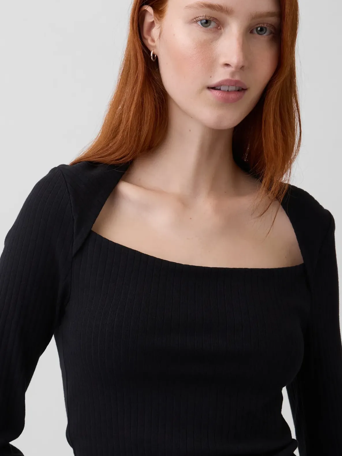 Modern Rib Envelope-Neck Top