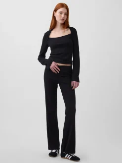 Modern Rib Envelope-Neck Top