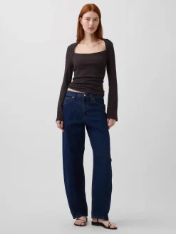 Modern Rib Envelope-Neck Top