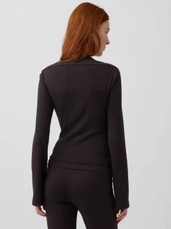 Modern Rib Envelope-Neck Top