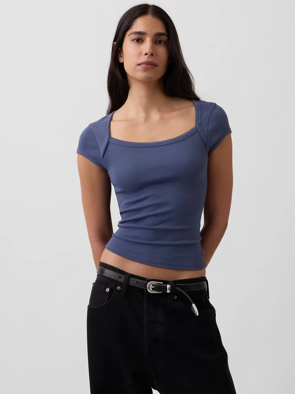 Modern Square-Neck Crop T-Shirt